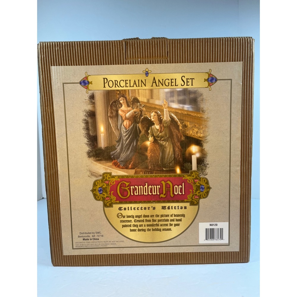 Grandeur Noel Collector's Edition Porcelain Angel Set 2 Piece Hand Painted N0120